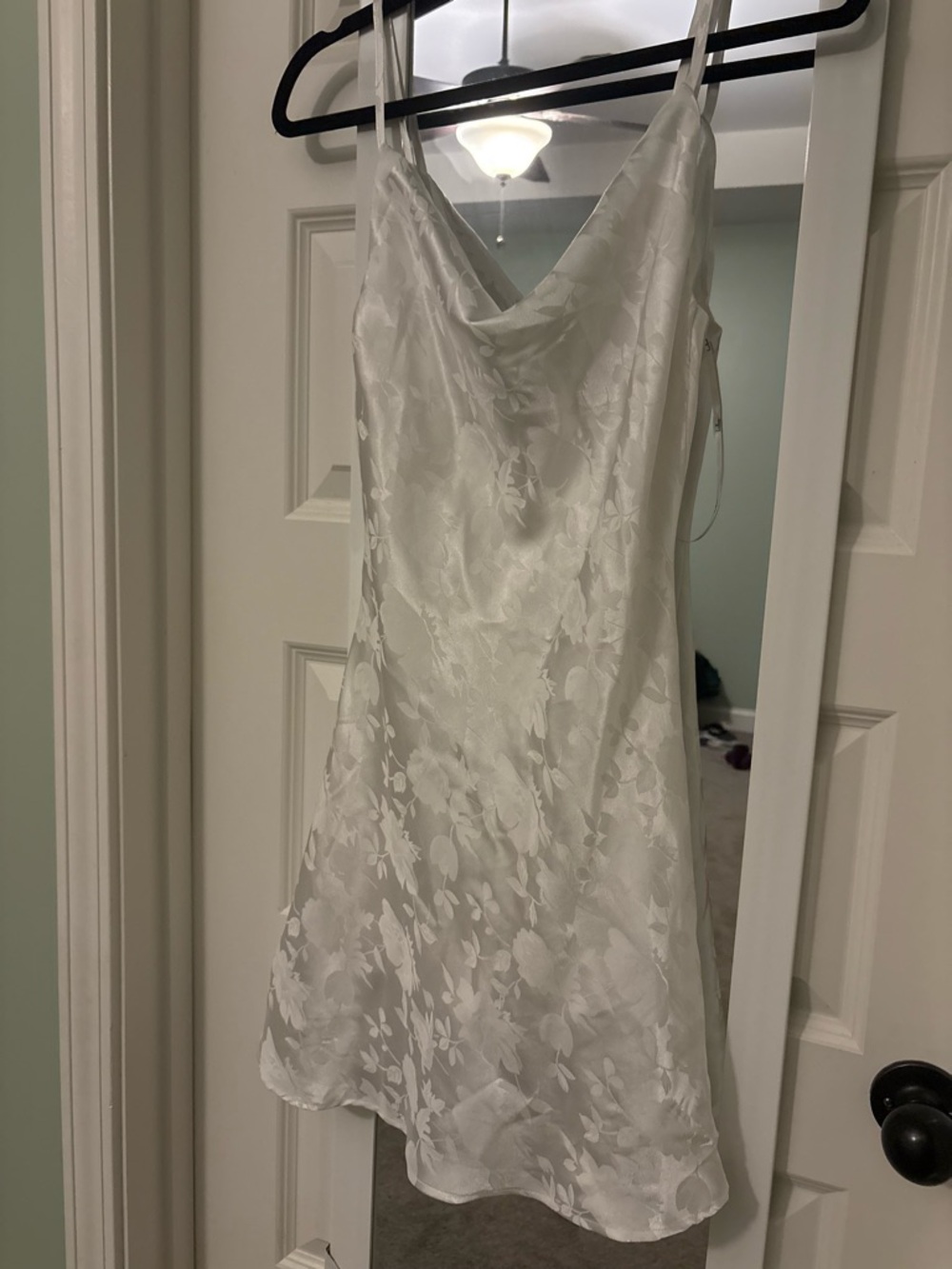 Lulu's Ivory Floral Satin Midi Slip Dress